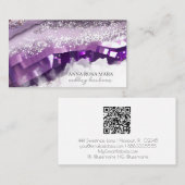 Carte De Visite *~* QR Agate Lavender Purple Gold Parties scintill (Devant / Derrière)