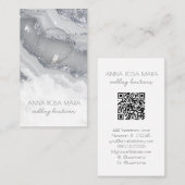 Carte De Visite *~* QR Agate Marbre PHOTO LOGO ARGENT AP66 Grey (Devant / Derrière)