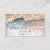 Carte De Visite *~* QR Agate Ornate Scroll Gold Parties scintillan (Devant)