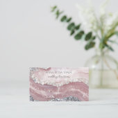 Carte De Visite *~* QR Agate PINK Parties scintillant en argent Gl (Debout devant)
