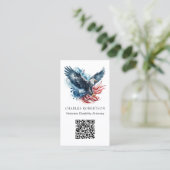 Carte De Visite *~* QR - AP16 American Flag Bald Eagle - Photo (Debout devant)