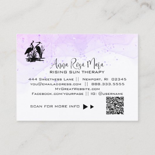 Carte De Visite *~* QR AP46 Elegant Ethereal Beach Marsh Heron (Dos)