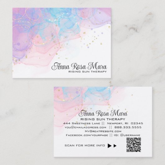 Carte De Visite *~* QR AP46 Elegant Ethereal Magical Parties scint (Devant / Derrière)