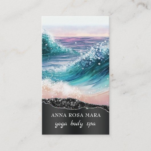 Carte De Visite *~* QR AR7 Nautical Beach Sand Waves Sea Art Ocean (Devant)