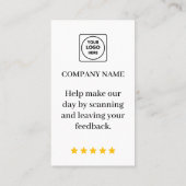 Carte de visite QR avec lien de révision Google (Dos)