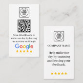 Carte de visite QR avec lien de révision Google (Devant / Derrière)