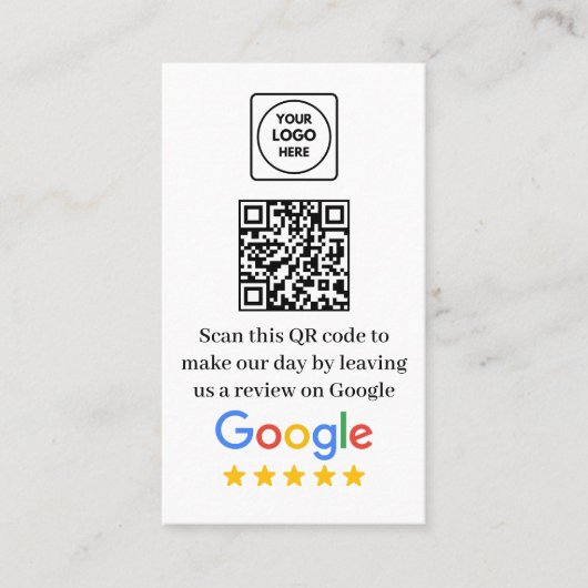 Carte de visite QR avec lien de révision Google (Devant)