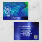 Carte De Visite *~* QR Beauté Bleu Parties scintillant verte en mé (Devant / Derrière)