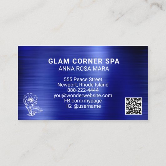 Carte De Visite *~* QR Beauté Floral Rose Parties scintillant en m (Dos)