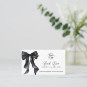 Carte De Visite QR Black Coquette Bow Élégant Événements Conceptio (Debout devant)
