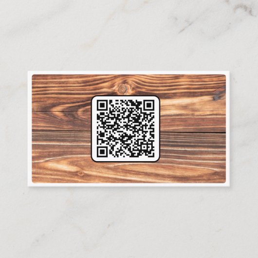 Carte De Visite QR-Code 100% naturel en bois organique sur blanc (Devant)