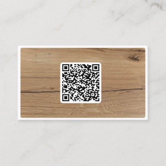 Carte De Visite QR-Code 100% naturel en bois organique sur blanc (Devant)