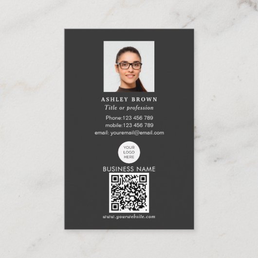 Carte De Visite Qr code à barres scannable logo moderne photo (Devant)