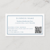 Carte De Visite QR Code à bordure bleu marine élégante Monogramme (Dos)