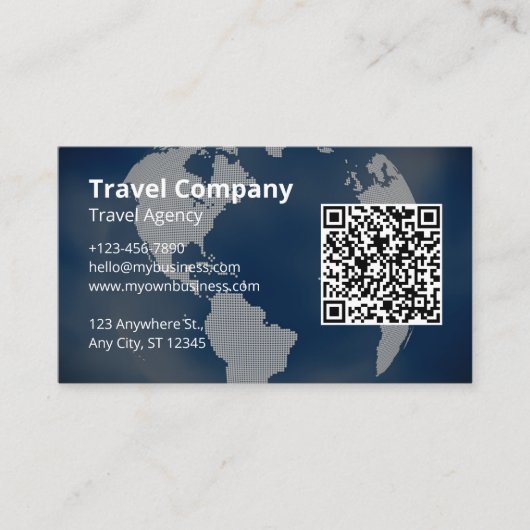 Carte De Visite QR Code Agence de voyages professionnels (Devant)