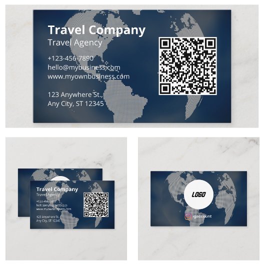 Carte De Visite QR Code Agence de voyages professionnels