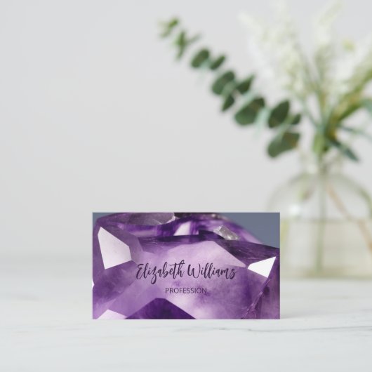 Carte De Visite QR Code Amethyst Gem Stone (Debout devant)