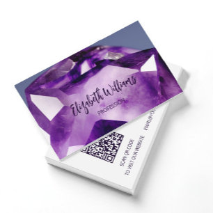 Carte De Visite QR Code Amethyst Gem Stone