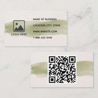 Carte de visite QR Code Aquarelle Vert Sauge