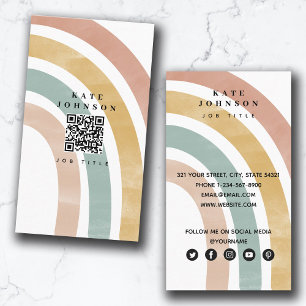 Carte de visite QR Code arc-en-ciel Rétro Coloré p