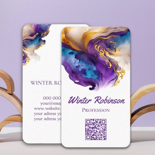 Carte De Visite QR code artsy alcoho agate d'encre