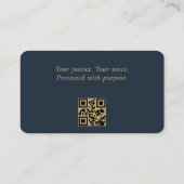 Carte De Visite QR Code Attorney at Law Navy Blue Gold  (Dos)