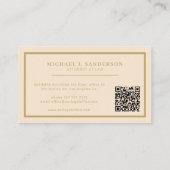 Carte De Visite QR code attorney lawyer professional gold beige (Dos)