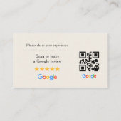 Carte de visite QR Code Avis Google Neutre Ivoire (Dos)