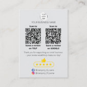 Carte De Visite QR code avis petit commerce GOOGLE et YELP (Devant)