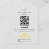 Carte De Visite QR code avis petite entreprise GOOGLE et YELP (Dos)