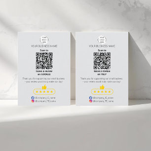 Carte De Visite QR code avis petite entreprise GOOGLE et YELP