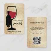Carte de visite QR Code Bar à vin Verre de vin rou (Devant / Derrière)