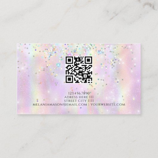 Carte De Visite QR Code beauté brillante Holographique Parties sci (Dos)