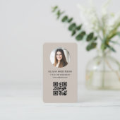 Carte de visite QR Code Beige (Debout devant)
