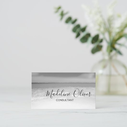 Carte De Visite QR Code Black and White Ocean Sea Professional Bus (Debout devant)