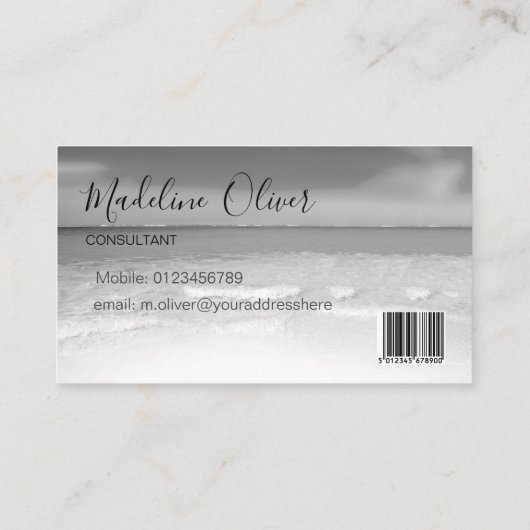 Carte De Visite QR Code Black and White Ocean Sea Professional Bus (Dos)