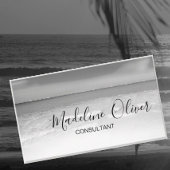 Carte De Visite QR Code Black and White Ocean Sea Professional Bus