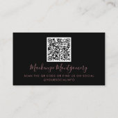 Carte De Visite QR Code Black Rose Gold  Parties scintillant à éti (Dos)