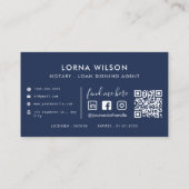 Carte De Visite QR Code Bleu et blanc Noir professionnel (Dos)