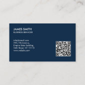 Carte de visite QR Code Bleu Minimaliste Rétro Gra (Dos)