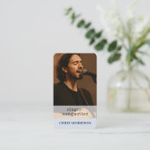 Carte de visite QR Code Bleue pour Musicien (Debout devant)