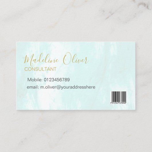 Carte De Visite QR Code Blue Aqua Moderne Aquarelle (Dos)