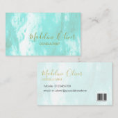 Carte De Visite QR Code Blue Aqua Moderne Aquarelle (Devant / Derrière)