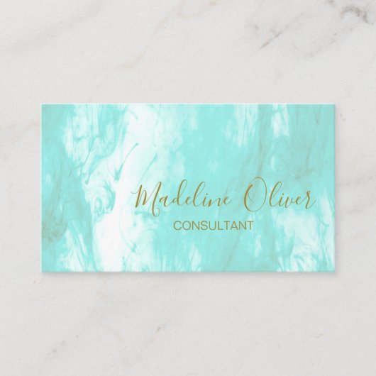 Carte De Visite QR Code Blue Aqua Moderne Aquarelle (Devant)