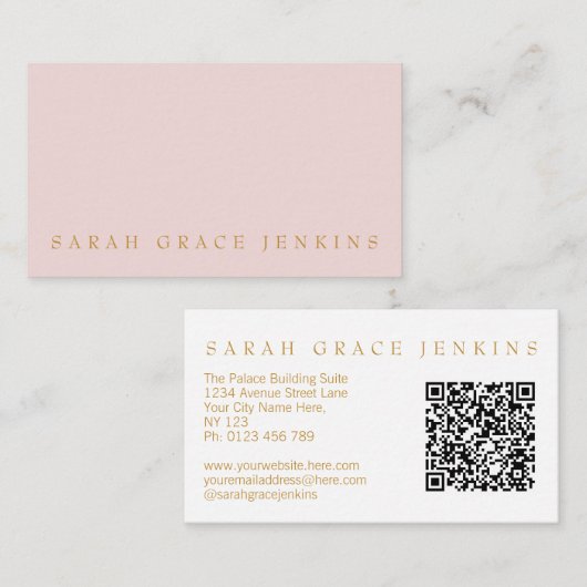 Carte De Visite QR Code Blush Gold (Devant / Derrière)