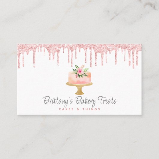 Carte De Visite QR Code Blush Pink Cake Parties scintillant Driver (Devant)