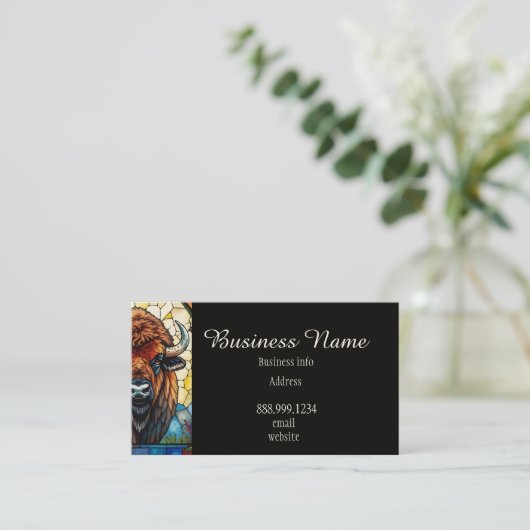 Carte De Visite QR Code Bold Bison Buffalo Animal Nature Art (Debout devant)