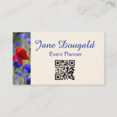 Carte De Visite QR Code Bold Floral Botanical Greenery (Dos)