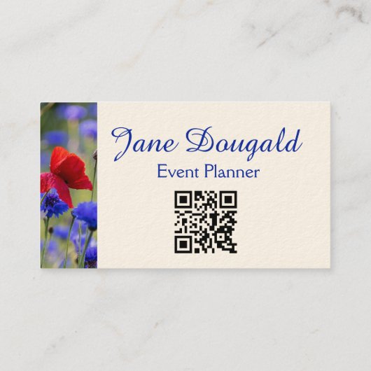Carte De Visite QR Code Bold Floral Botanical Greenery (Dos)