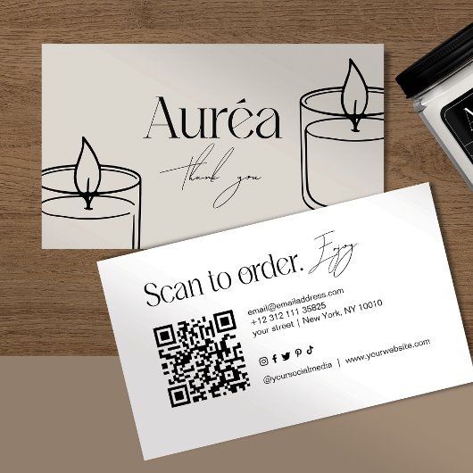Carte de visite QR Code Bougie Moderne